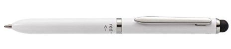 ONLINE 31020/3D Multi Touch Pen Flash White, penna a sfera a 2 colori in metallo, mina standard D1 rosso e blu, pennino capacitivo bianco