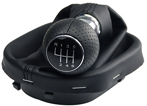 L&P A263-5 Schaltsack Schaltmanschette Schwarz Schaltknauf 6 Gang kompatibel mit VW Touran 1T Caddy III 3 Rahmen Knauf perforiert Plug Play Ersatzteil für 1T0711113 2K0711113 1T0711456