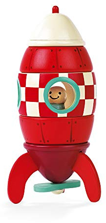 Janod - Kit de Cohete Magnético - Cohete Magnético para Construir - Juguetes de Madera - Juego de Construcción - Imagina y Construye - A Partir de 2 Años, J05207
