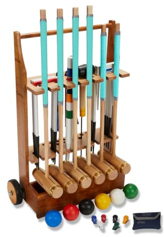 Uber Games Juego de Croquet Ejecutivo de 6 Jugadores con Carro de Madera