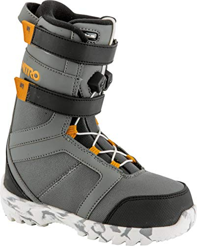 Nitro Snowboards Kinder Rover QLS '19 Leichter Warmer Kids Snowboardboot Snowboardschuh mit Schnellschnürsystem Boots, Charc-Blk-Orange, 18.0
