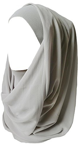Lina & Lily Hijab pour Femmes Mousseline Foulard Écharpe Turban Châle Islamique (Gris Clair)