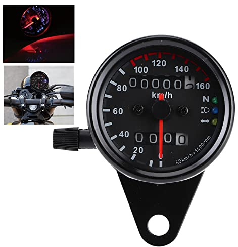 Motorradzähler, Kilometerzähler für Motorrad, 1 Stück, Universal-Kilometerzähler für Motorrad, Geschwindigkeitsanzeige, doppelte digitale Anzeige, KM/H (schwarz)