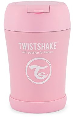 Twistshake Thermobehälter für Essen Babys und Kinder Inklusive klappbarem Löffel, Pastel Pink, 350 ml