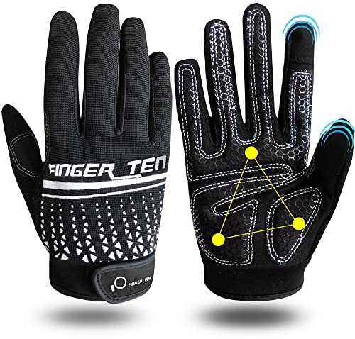 FINGER TEN Fitness Handschuhe Herren Vollfinger Damen Traininghandschuhe Kraftsport Fitnesshandschuhe Handgelenkschutz rutschfest Sporthandschuhe, für Bodybuilding Gym (Schwarz, XL)
