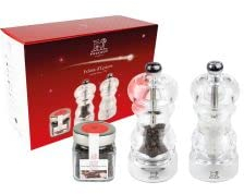 Peugeot Saveurs Nancy Duo 39257 Salt and Pepper Mill in Acrylic 12 cm + Tan HOI Cube