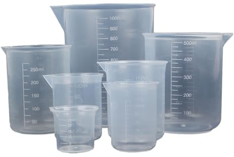 Aselected 7 Pack Plastic Measuring Jugs Heat Resistant Measuring Jugs Set Plastic Jug Beakers Labs Graduated Beakers Mixing Cups Liquid Baking Cooking Measure Tool(Multi-Capacity Combinations)