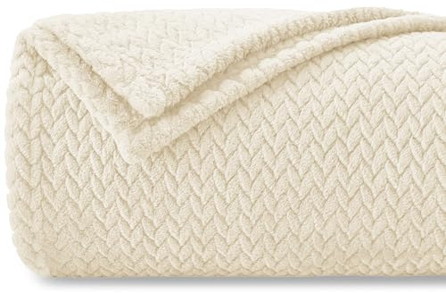 Homebliss Couverture Polaire Flanelle 220 x 240 cm,Couverture de Canapé,Plaid Polaire Super Douce et Duveteux,Plaid pour Canapé,Chaude et,Confortable,Couvre-lit - Haute Qualité - Beige