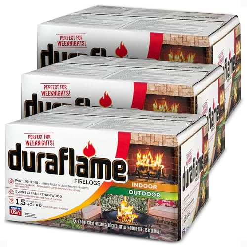 Duraflame Indoor/Outdoor Quick Light Fire Log, 1.5 Hr Burn, 2.5 lb, 18-Pack