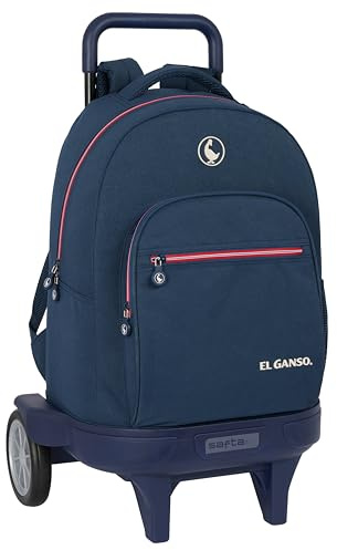 safta El Oca Classic - Zaino grande con ruote, Compact Evoluzione, rimovibile, ideale per bambini di diverse età, comodo e versatile, qualità e resistenza, 33 x 22 x 45 cm, colore blu marino, Blu