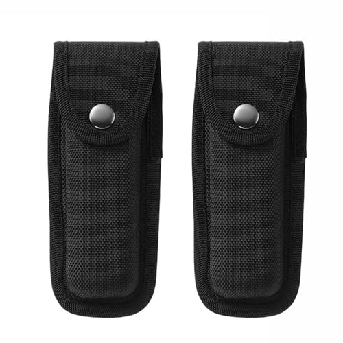 Vastsea 2 pièces Etui Couteau Cuir, Étui à Couteau de Poche, Nylonetu Poche Couteau Pliant Avec des Boutons en Acier Inoxydable et Des Boucles, pour Camping Randonnée en Plein Air (Noir)