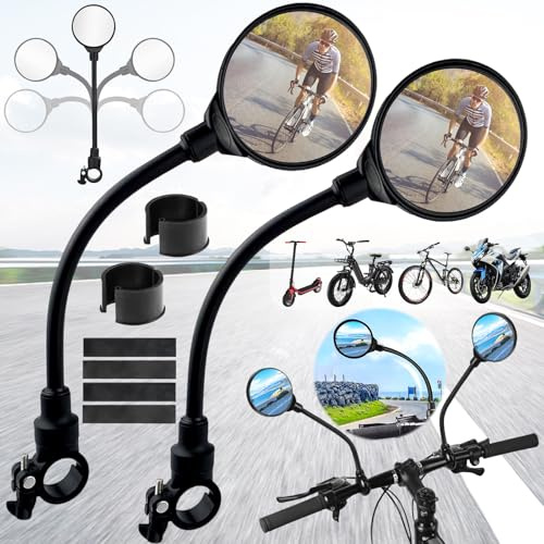Weploda 2 st cykelspegel, 360° backspegel för cykel, HD konvex cykelspegel, 22-32 mm styre cykel backspegel, justerbar cykelspegel (svart)