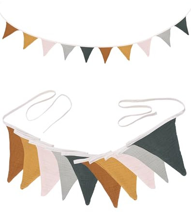 Wimpelkette Kinderzimmer 2.6m Wimpelkette Hausbett Stoff Wimpelgirlande Kinderzimmer Deko Wimpel Girlande zum Aufhängen Bunt Banner für Hausbett Kinderzelt Babyzimmer Wand Geburtstag Party