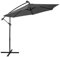Nustone 3 Metre Round Cantilever Parasol, Patio Umbrella with UV Protection, Steel Frame for Ultra Stability and Solar LED Lights for Outdoors, Garden and Terraces in Grey
