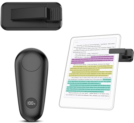 RF Remote Control Page Turner for Kindle Paperwhite Scribe Oasis, Clicker Page Turner for iPad Tablets Reading Novels Taking, Phone Camera Video Record Triggers Remote, Black