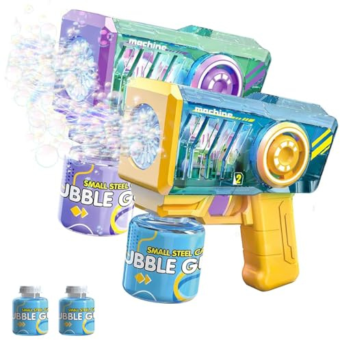 Pistola per bolle di sapone per bambini, 2 pezzi, con 2 bottiglie di liquido per bolle di sapone, 5000 bolle al minuto