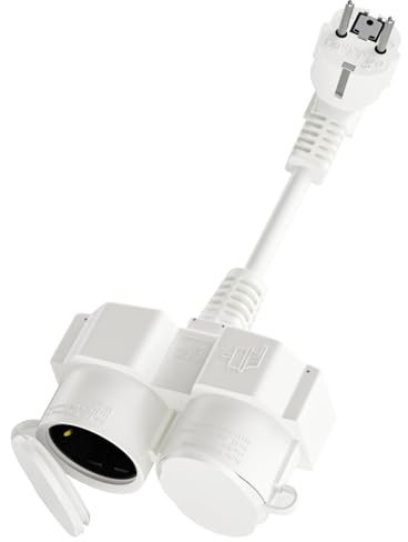 Sertay Multiprise extérieure - 2 prises - Multiprise d'extérieur - Double prise extérieure - Pour cuisine, chambre à coucher, salon - Blanc