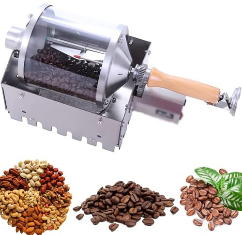 Stove-Top Coffee Roaster with Transparent Quartz Glass Bin, Stainless Steel Tray, for Roasting Coffee Beans and Peanuts, High Heat Resistance