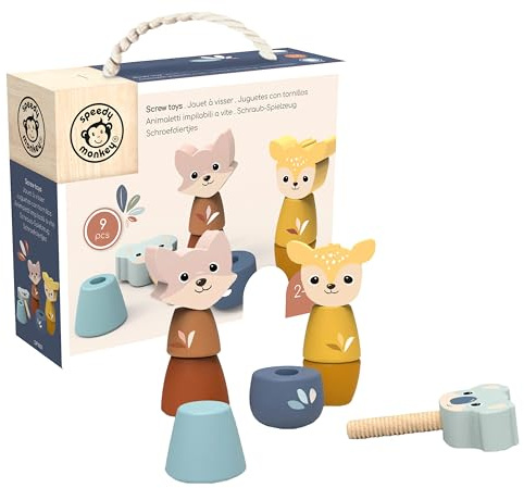SPEEDY MONKEY Wooden Screw Toys | Animal Nuts & Bolts Set Montessori Toy