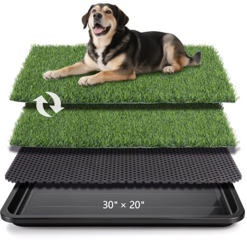 ondware Dog Grass Pad with Tray, 30 x 20 in, 2 Replacement Pads Included