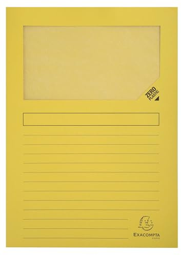 Exacompta - Réf. 50109E - Carton de 400 chemises à fenêtre Forever® 120 g/m² - couleurs vives - chemises 100% recyclées et certifiées Ange Bleu - dim 22 x 31 cm pour A4 - couleur jaune