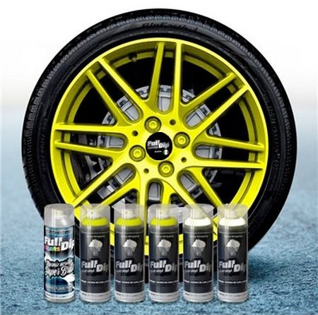 Full Dip Felgen Pack 6 x spray 400 ml gul fluo glänsande