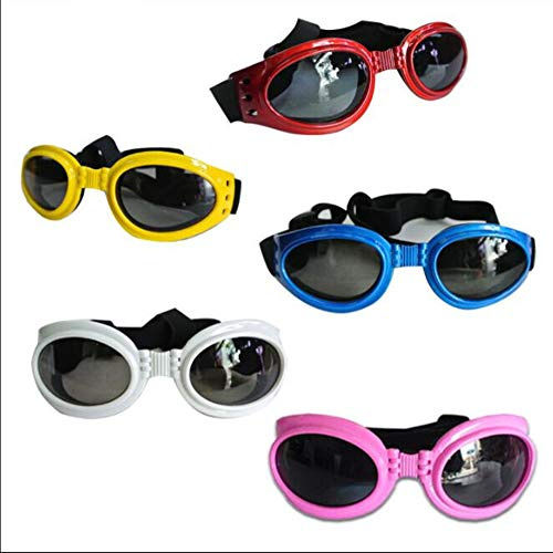 HALAWAKA Hundsolglasögon hundglasögon vattentäta vindtäta UV-skydd justerbar rem för resor skidåkning och anti-dimma hund snö glasögon, L-suitable for dogs of 15-40KG, Rosa