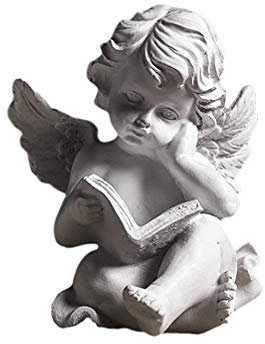 LIOOBO Figurina di Cherubini in Miniatura Resina Libro di Lettura Figura di Angelo Statua Ornamento Matrimonio Festa di Compleanno Decorazione del Desktop Bianco (Stile 1)