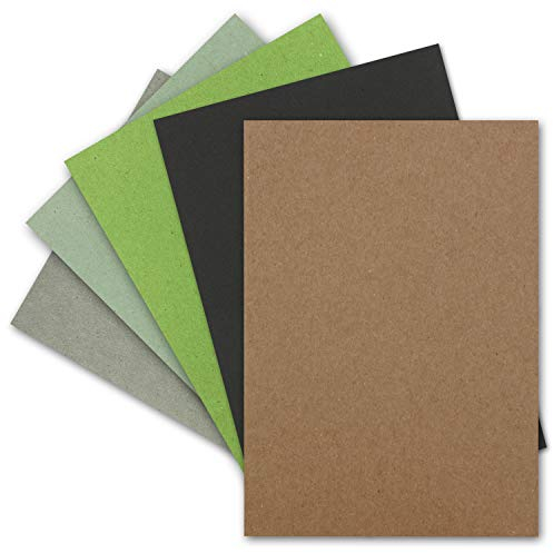 50x Vintage Kraftpapier Farbenmix-Paket - DIN A5 - Recycling-Papier, ökologisch Bastel-Papier - UmWelt by GUSTAV NEUSER