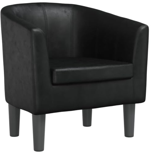 vidaXL Clubsessel, Sessel mit gepolstertem Sitz Armlehnen, Cocktailsessel mit Holzgestell, Loungesessel Relaxsessel Polstersessel, Schwarz Kunstleder