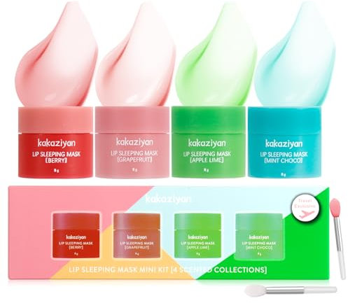 Maschera per Labbra,4PCS Maschera Labbra, con Pennello Labbra in Silicone, Maschera labbra idratante, Maschere per il sonno delle labbra, Balsamo Labbra Set, per labbra secche e screpolate