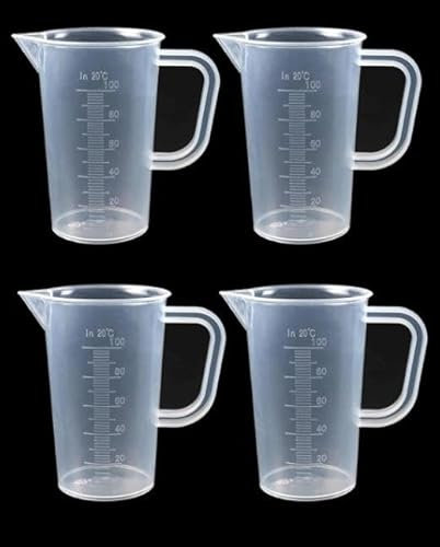 TenaLucy 4 Pièces Verres Doseurs en Plastique avec Poignée,100ml Verre Doseur Cuisine Verres Doseurs Transparent Verres Doseurs de Précision Doseur Lessive Liquide,Passe au Lave-Vaisselle