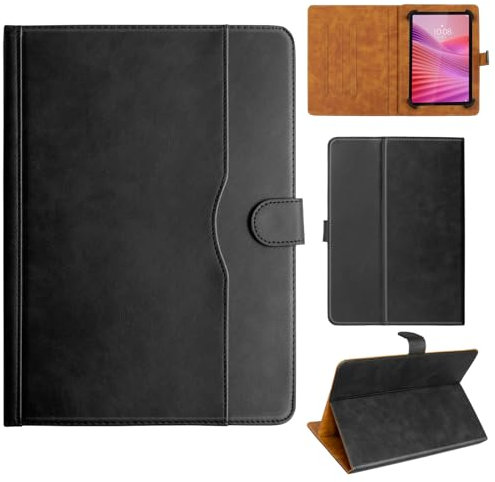 Custodia universale in pelle premium per tutti i tipi di tablet da 9,6 10 10,1 10,5 pollici per DOOGEE U11 2025, nero