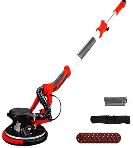 Wall Sander, 850W Electric Sander, Foldable Wall Sander With 10 Sanding Discs, Telescopic Rod, 4m Hose And Dust Bag, 1000-2300RPM, Double Surround LED Light Strip For Drywall
