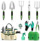 Gerbala Set di Attrezzi da Giardinaggio, 11 Pezzi Attrezzi da Giardinaggio con Borsa Portaoggetti, Attrezzi Orto per Piante, Robusto, Antiruggine, Donne, Uomini, Amanti del Giardino