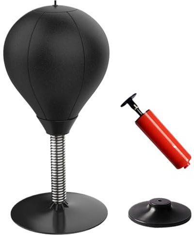 Saco de Boxeo de Escritorio para niños y Adultos, Pelota de Boxeo de Gran Resistencia con Soporte, Saco de para Practicar Entrenamiento, Alivio del estrés, Color Negro sólido, decoración del ho