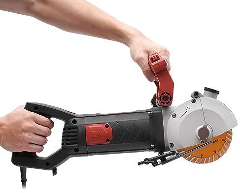 DUSNDULR Groove Cutting Machine, 4800W 110V Wall Chaser Concrete Cutter Molding Slotting Machine with 5 Pieces Saw Blades, Adjustable Slotting Depth & Width for Brick Granite Marble