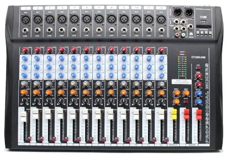 12-kanals ljudmixer med 48 V Phantom Power – Studio Soundboard mixerkonsol för DJs och nybörjare