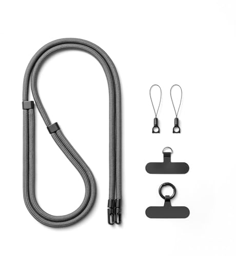 AOKSUNOVA Mobiltelefonband för upphängning, universell mobiltelefonkedja, mörkgrå, mobiltelefon, halsband, crossbody, mobiltelefonsnöre, justerbar mobiltelefonkedja