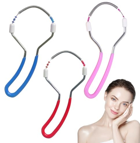 3 Stück Frühlings Gesichtsepilierer Damen,Gesichtshaarentferner,Gesichtsepilierer,Haarentferner Gesicht für Frauen,Manueller Tragbarer Kunststoff Epilierer für Gesichtshaarentfernung,Stirn,Wange