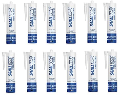 Caravan and Motorhome Adhesive Sealant - All-in-One Hybrid Polymer Sealant & Adhesive - Anti-Mould, Waterproof, Paintable & Fast Curing - Black - 290ml (Pack of 12)