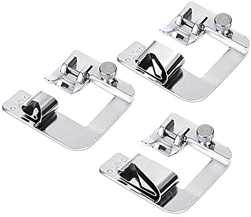 TANCUDER 3 Stück Nähfüße Nähmaschine Presser Fuß Nähfüsse Gerollte Saum Druck Fuß 3 Größen Normalnähfuß (1/2 Zoll, 3/4 Zoll, 1 Zoll) für meisten Nähmaschinen,Husqvarna, Brother Nähmaschinen, Singer