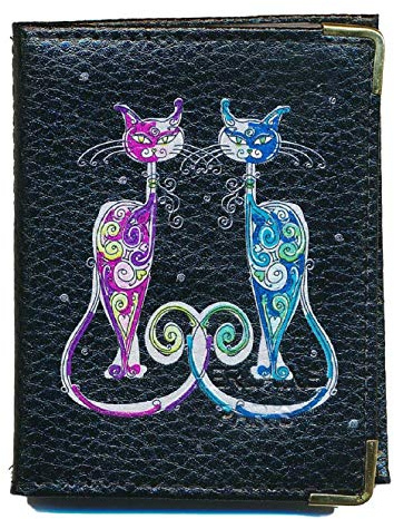 Syl'la Couple Chat Porte Cartes bancaire Credit et fidélité, Noir pour 24 Cartes pour Femme Noir personnalise avec prenom
