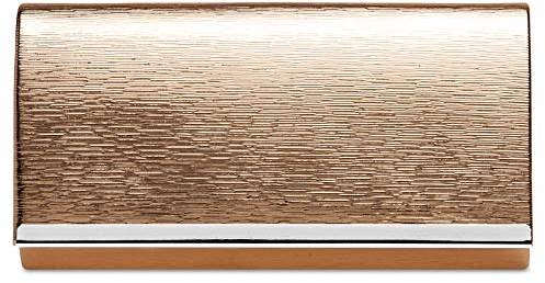 Caspar TA505 elegante Damen Glanz Clutch Abendtasche, Farbe:roségold, Größe:Einheitlich