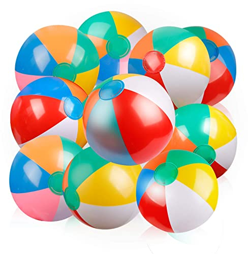 Coogam Aufblasbarer Wasserball Klassisch Regenbogen Farbe Geburtstag Schwimmbad Gastgeschenke Sommer Wasserspielzeug Spaß zu Spielen Spiel für Jungen Mädchen (10 Stück)