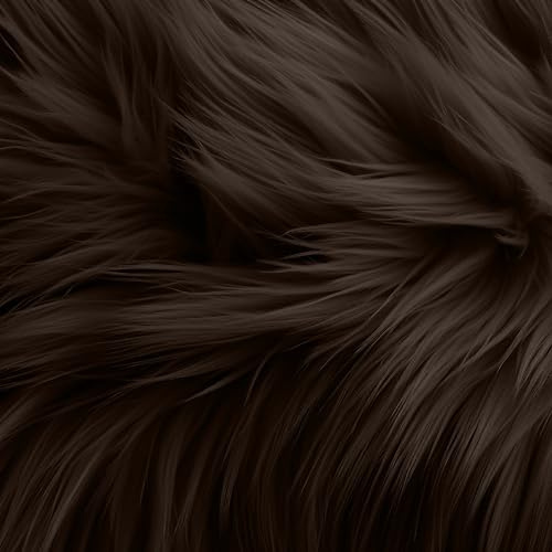 FabricLA Shaggy Faux Fur Square - 6 X 6 Inches Pre-Cut - Use Fake Fur Fabric for DIY, Craft Fur Decoration, Fashion Accessory, Gnome, Hobby - Chocolate