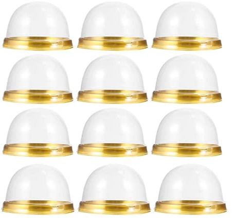 Corkwaw 50Pack Clear Plastic Mini Cupcake Container,Baking Mini Cake Box Muffin Box,Used for wedding birthday party Macaron cheese pastry dessert moon cake display stand (gold)