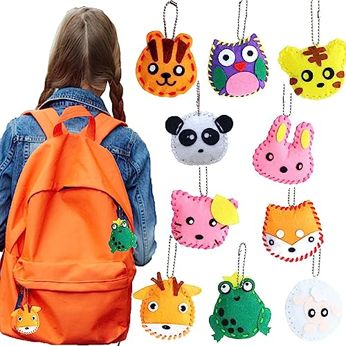 WSNDM 10 Piezas Kit de Costura de Niños, Aprender a Coser Animal, Kit de Manualidades de Fieltro Educativa de Bricolaje, Lindo Paquete de Costura Relleno, para Principiantes y Niñas(Estilo Aleatorio)