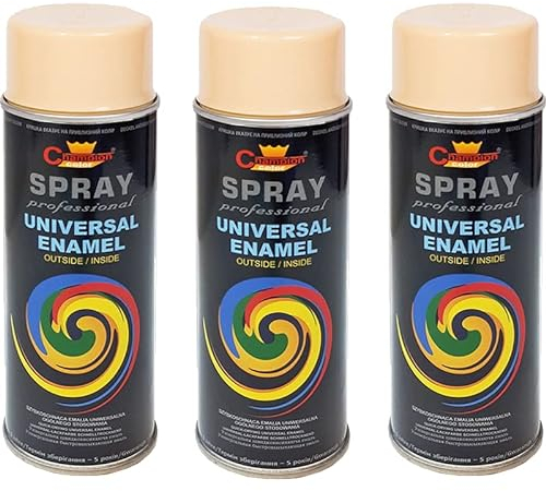 VE-INDUSTRIES Lot de 3 bombes de peinture selon RAL - 400 ml - Vernis coloré pour bois, métal (1001 beige)