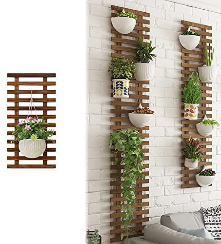 Enrejado de Valla para Plantas Trepadoras, Pantalla de Visualización de Plantas, Enrejado de Madera para Jardín, Soporte de Celosía, para Maceta Colgante Decoración (60x29cm/23.6x11.4in)